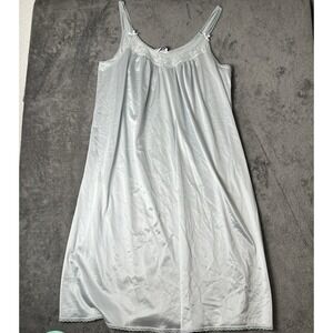 Vintage Vanity Fair Nightgown Soft Blue Nylon Lace Made USA Womens Size Small S